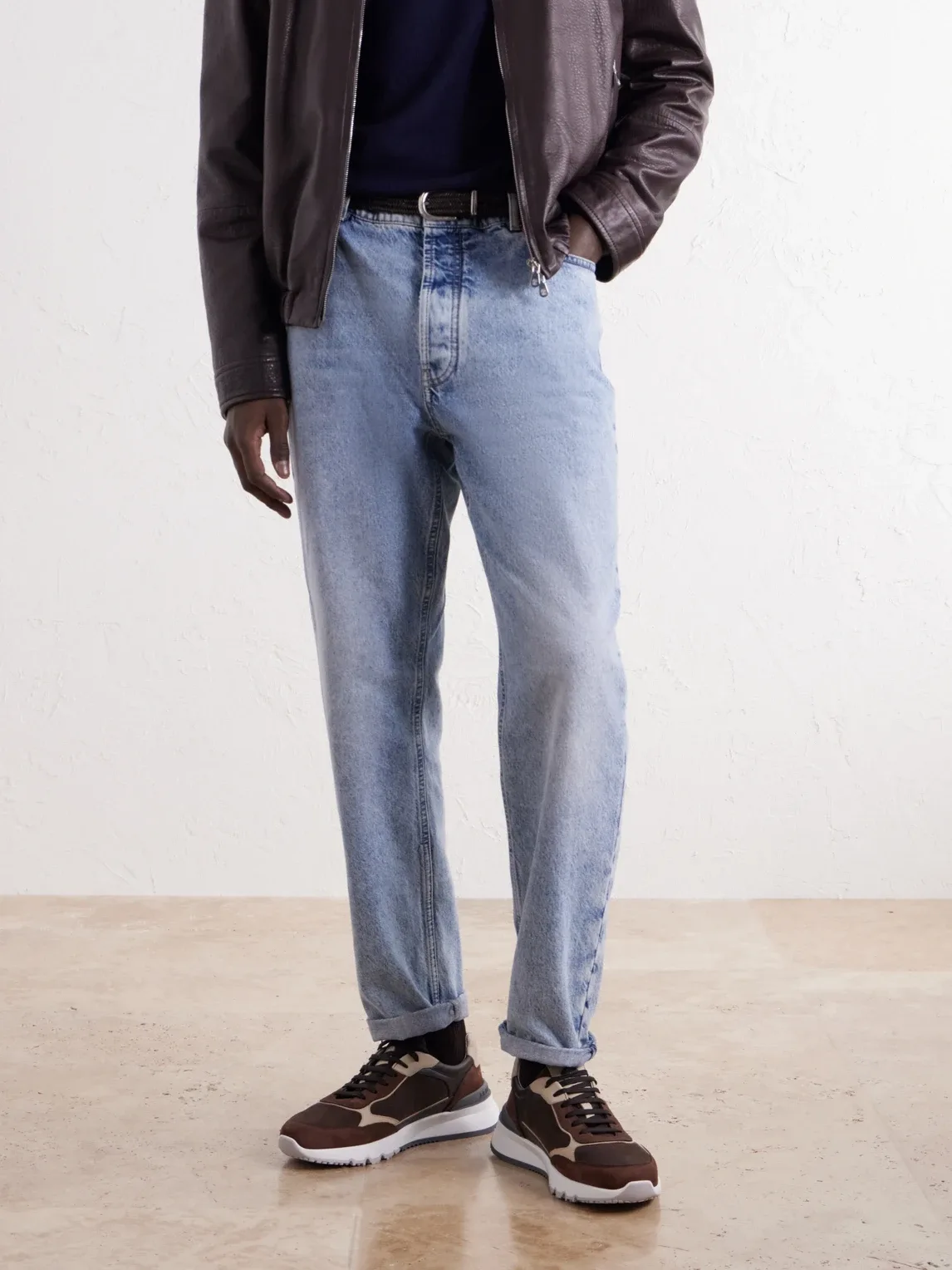 Leather and Suede Sneakers by Brunello Cucinelli