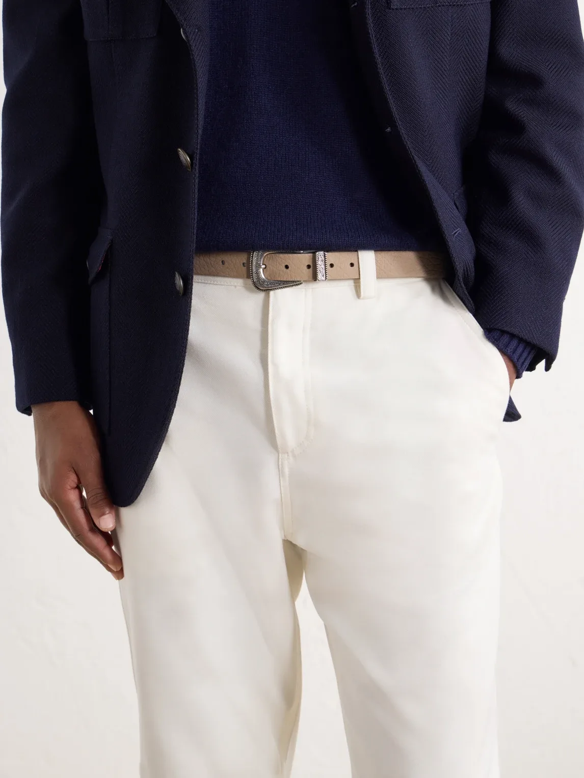 Textured Leather Belt by Brunello Cucinelli