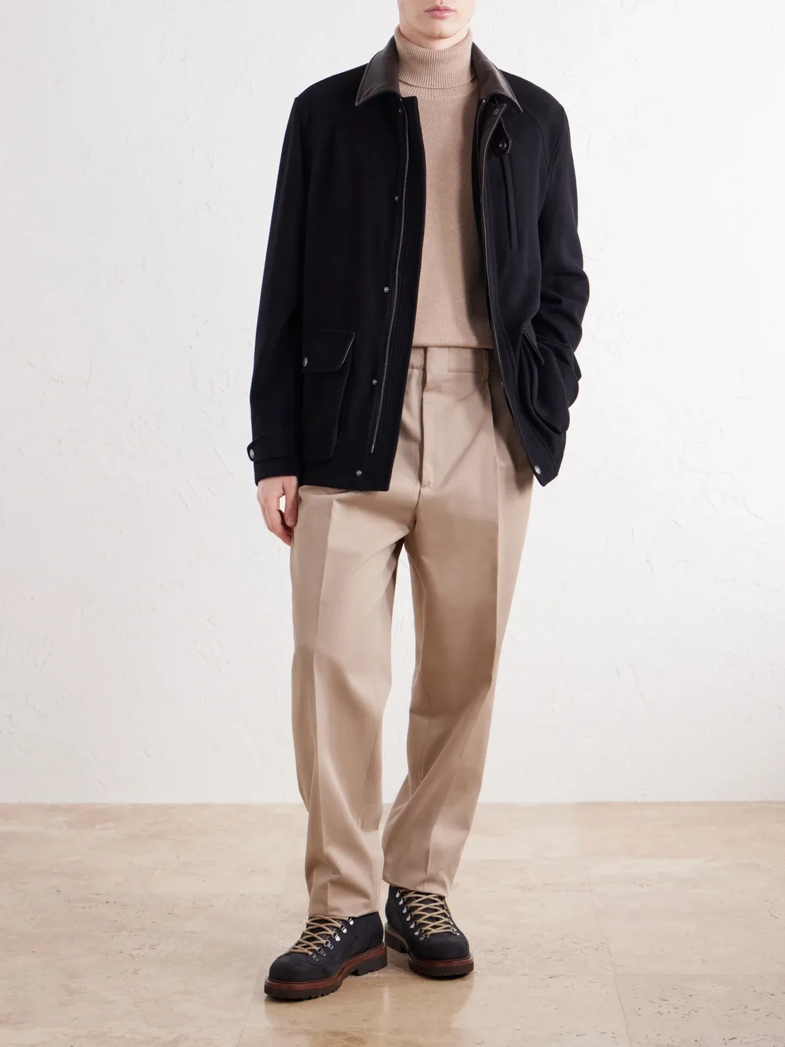 Leather-Trimmed Cashmere-Felt Jacket by Brunello Cucinelli