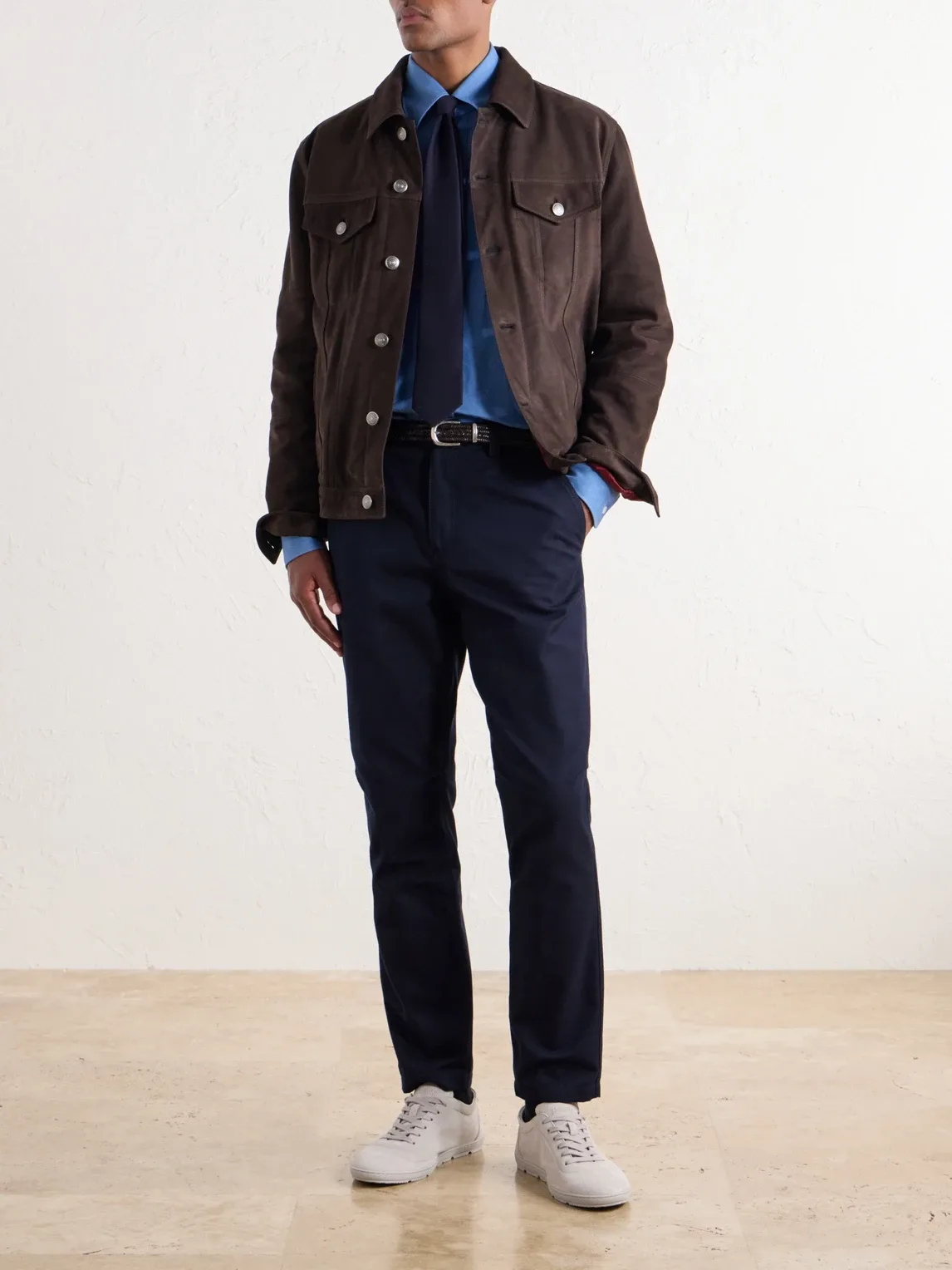 Pintucked Suede Jacket by Brunello Cucinelli
