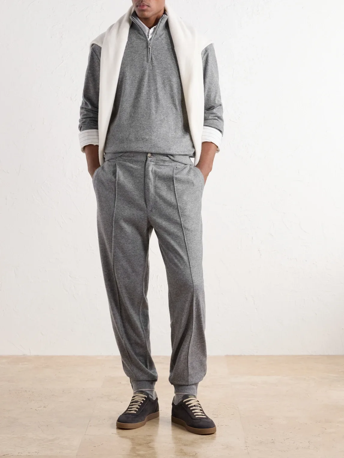 Logo-Embroidered Cashmere Half-Zip Sweater by Brunello Cucinelli