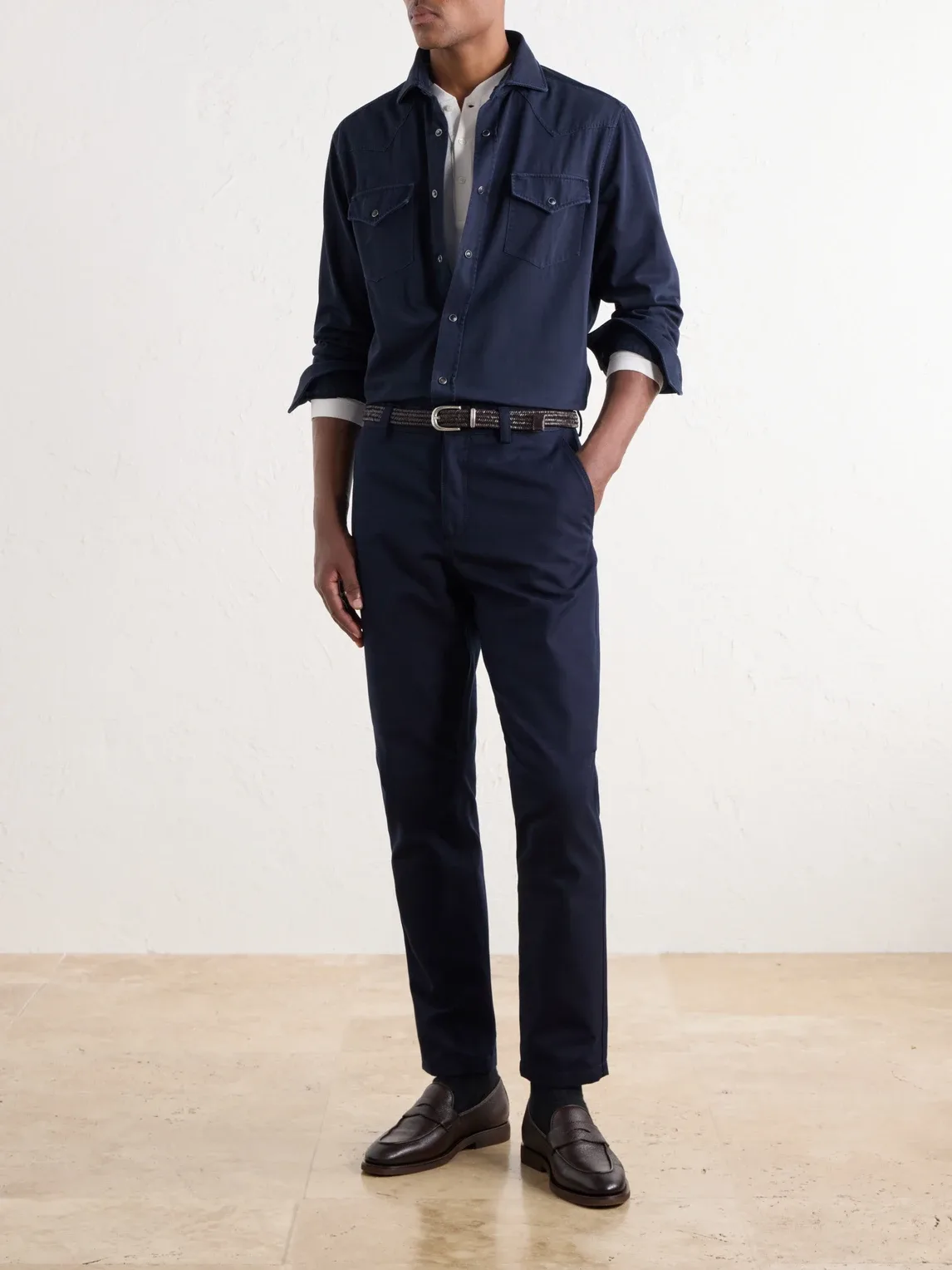 Cotton-Canvas Western Shirt by Brunello Cucinelli