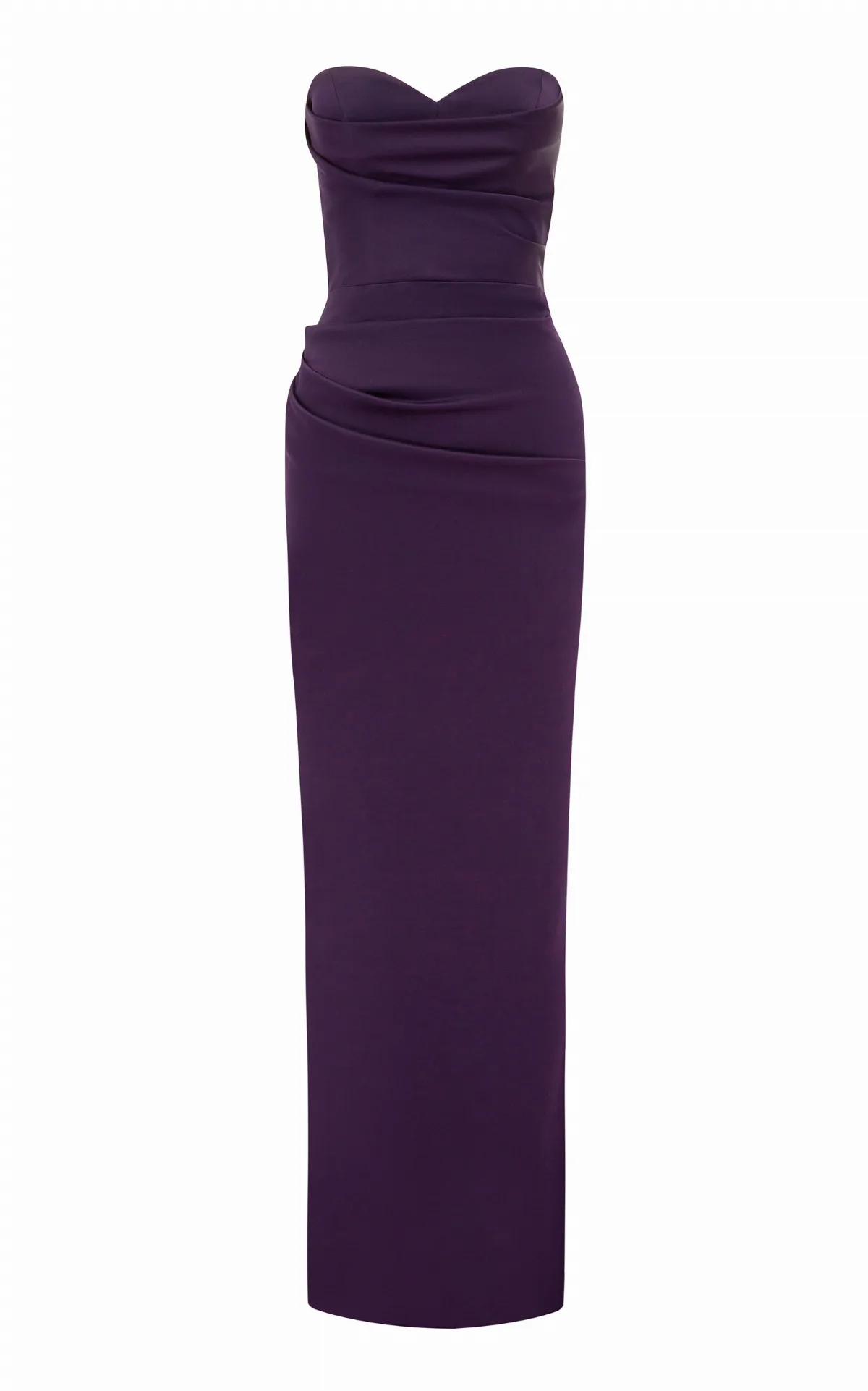 Sweetheart Draped Satin Crepe Maxi Dress