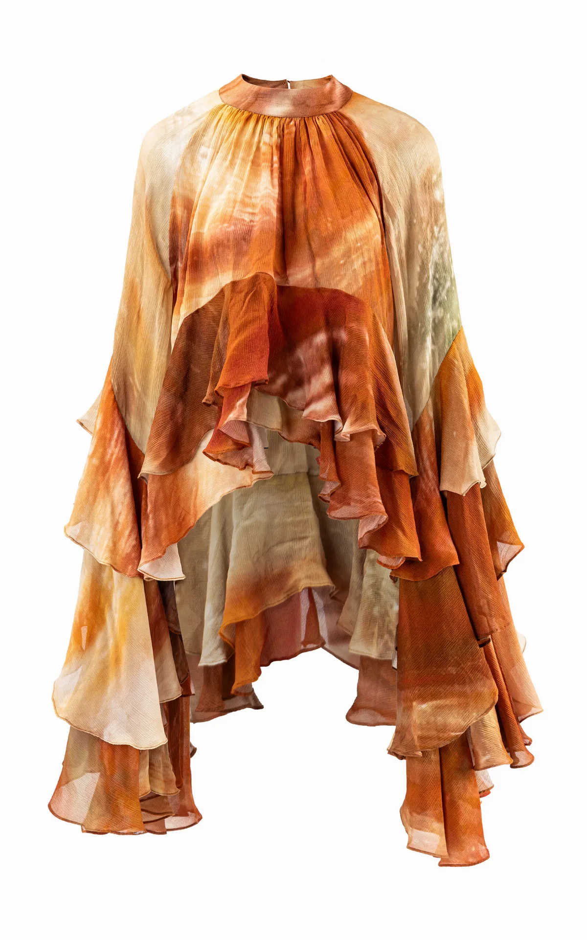 Saffron Sunset Silk Chiffon Top by La Fuori