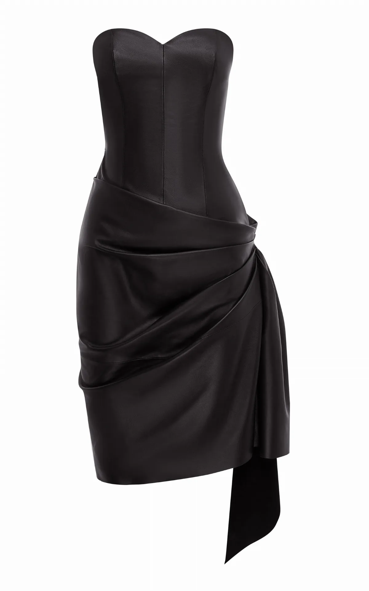 Draped Leather Mini Dress by Alex Perry