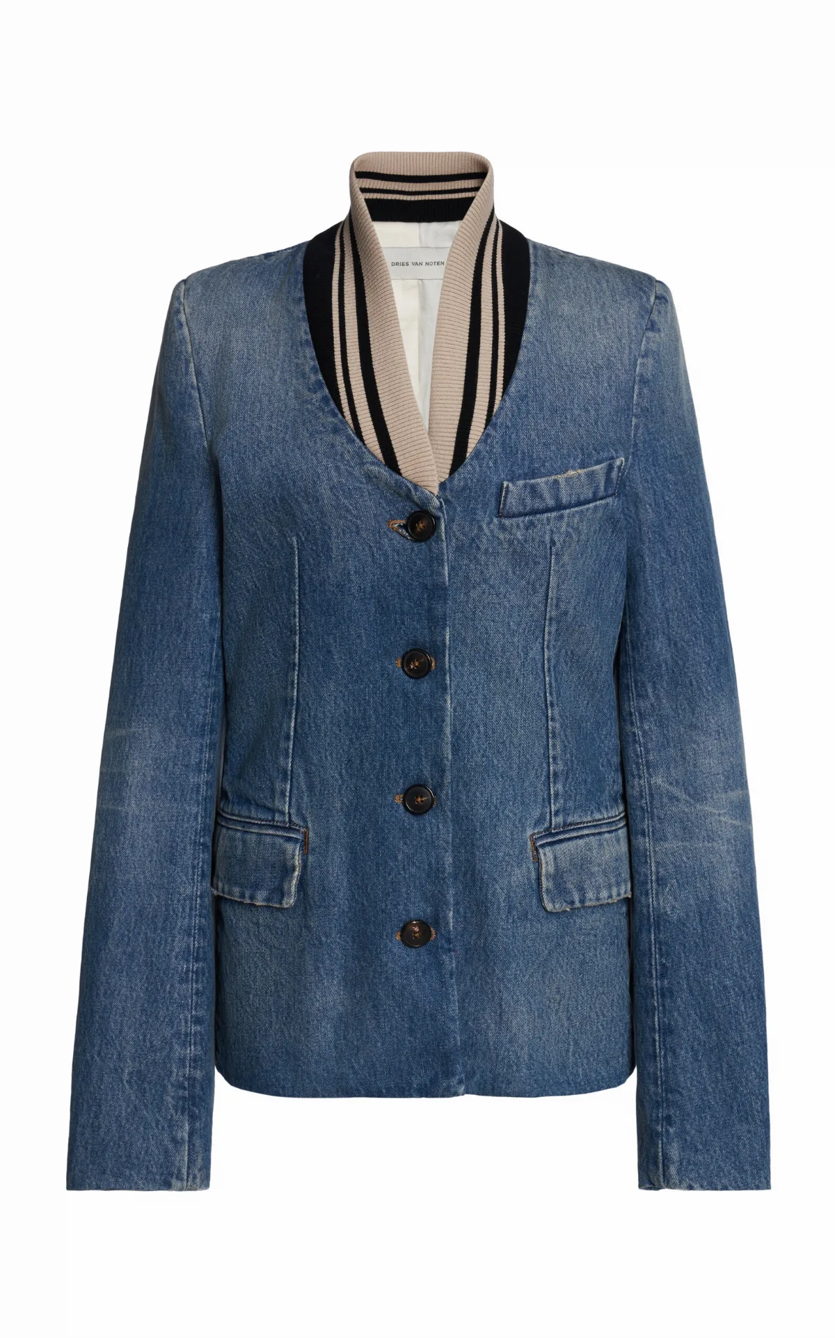 Britt Contrast Collar Cotton Jacket by Dries Van Noten