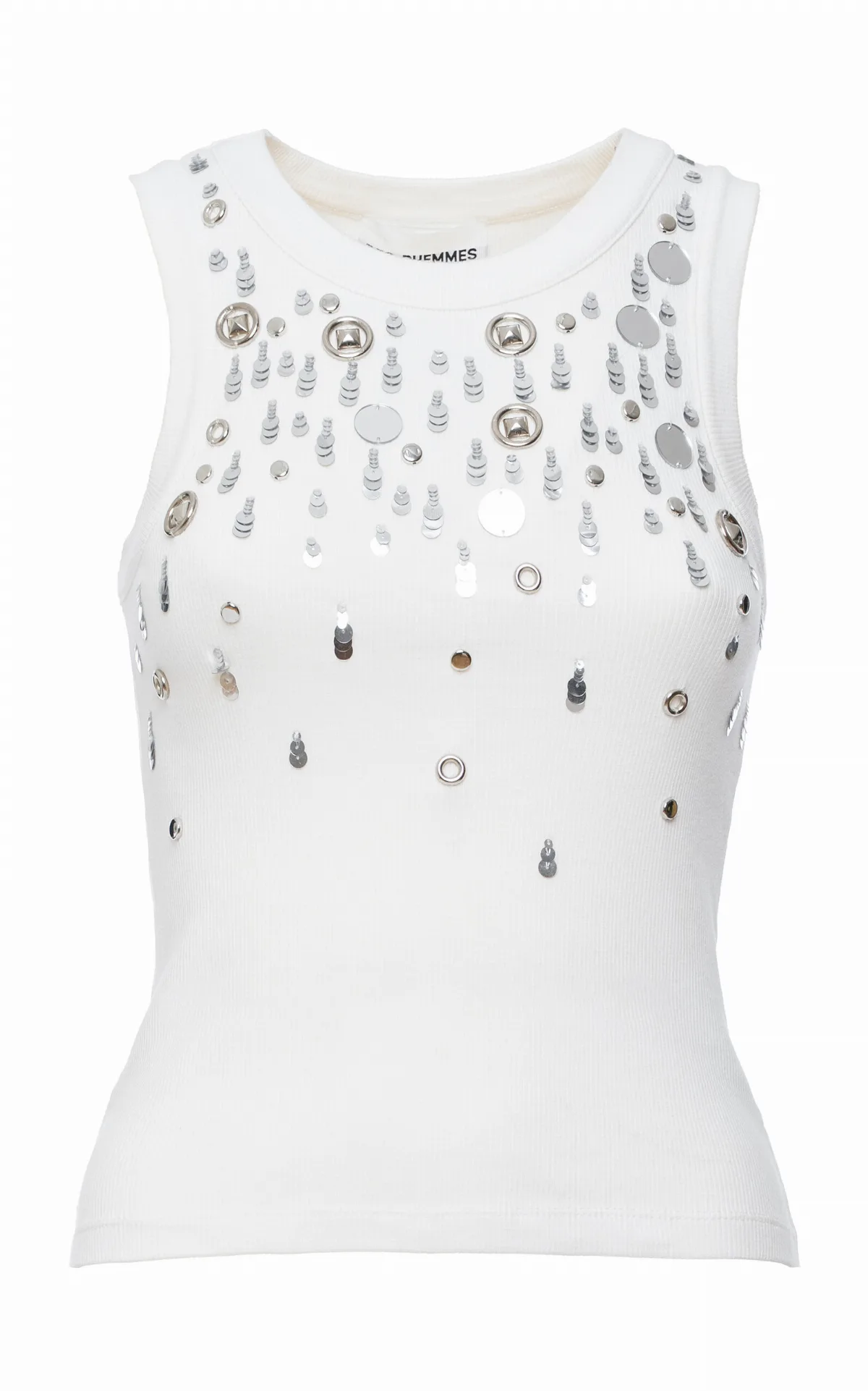 Embellished Stretch-Cotton Tank Top by Des Phemmes
