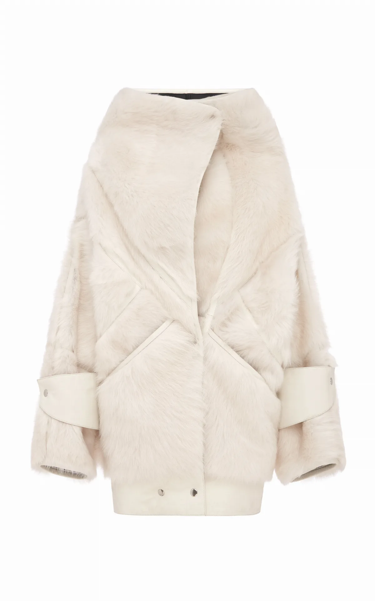 Oversized Shearling Suede Biker Jacket by Alex Perry
