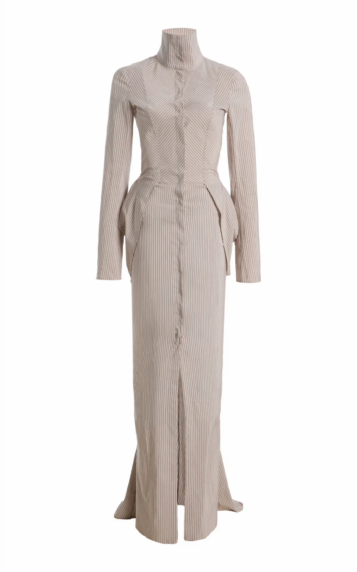 Tailored Cotton-Silk Bustle Maxi Dress by Colleen Allen