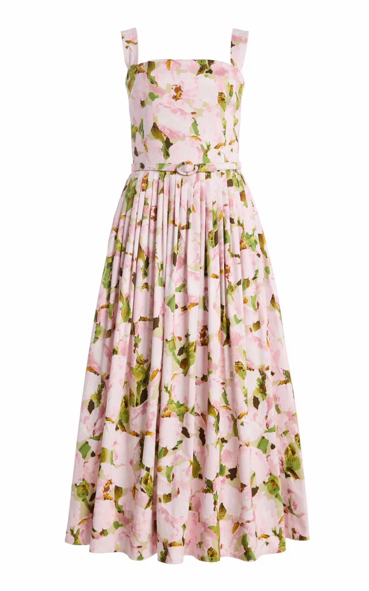 Watercolor Iris Poplin Midi Dress by Oscar de la Renta