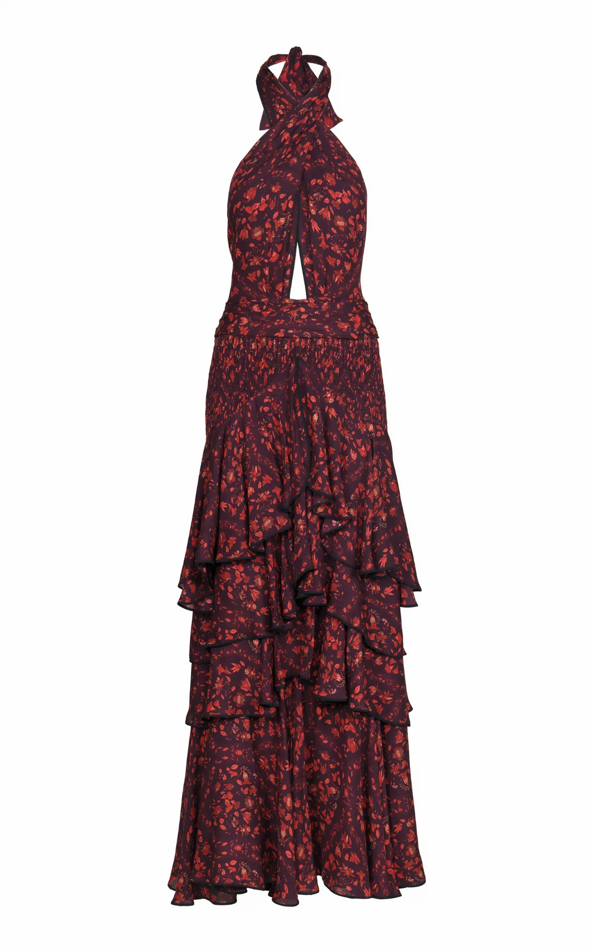 Noche Floreada Silk Maxi Dress by Johanna Ortiz