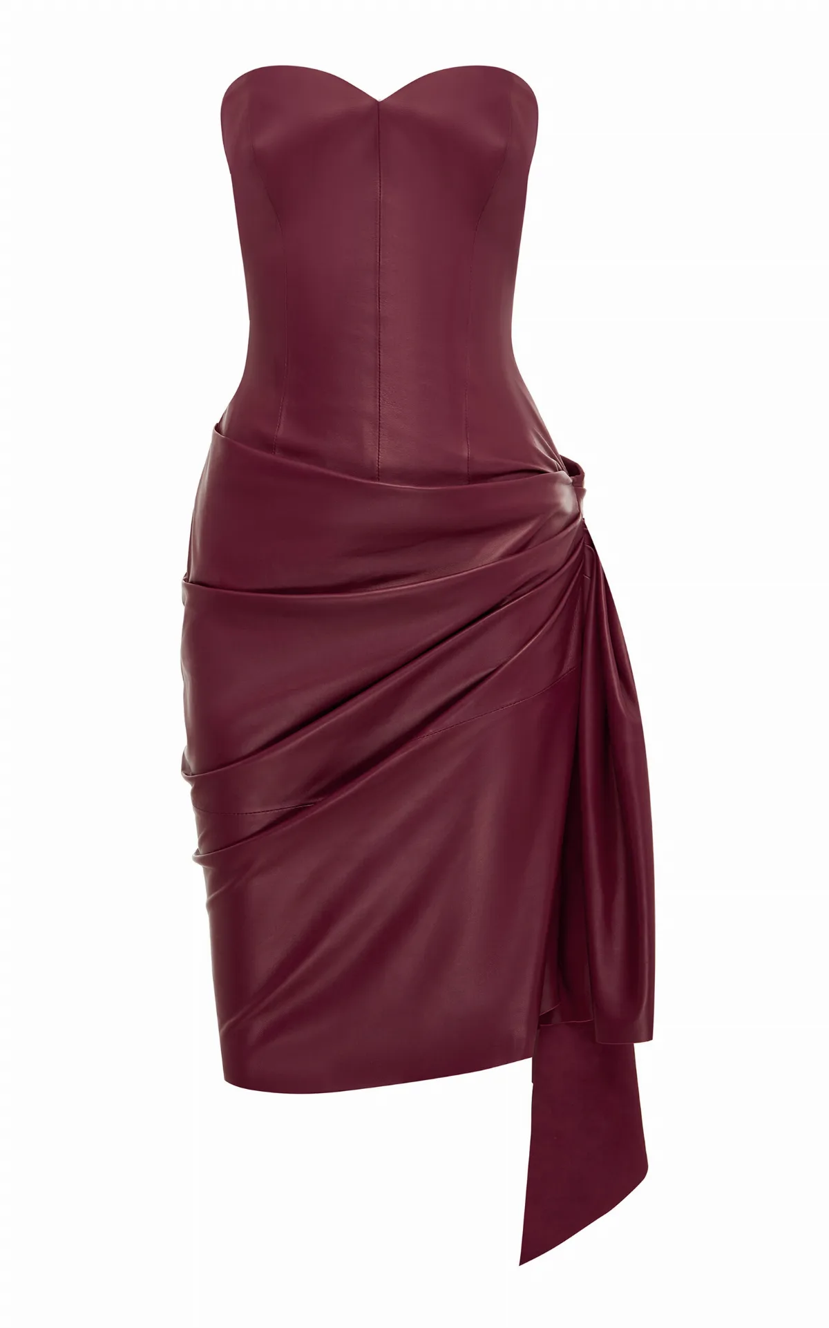Draped Leather Mini Dress