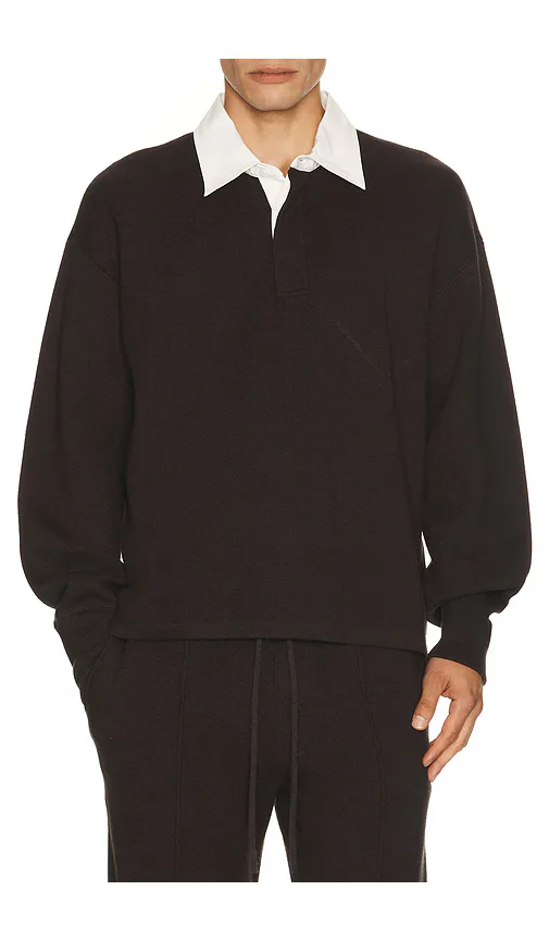 Long Sleeve Contrast Polo by Hudson Jeans