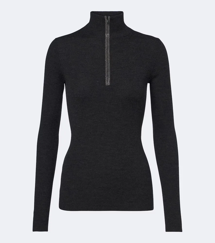 Monili Wool and Cashmere Half-Zip Sweater by Brunello Cucinelli