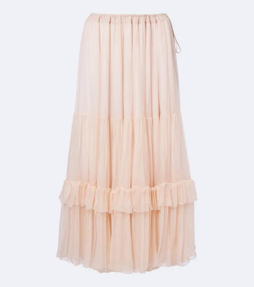 Ruffled Silk Midi Skirt by Chloé