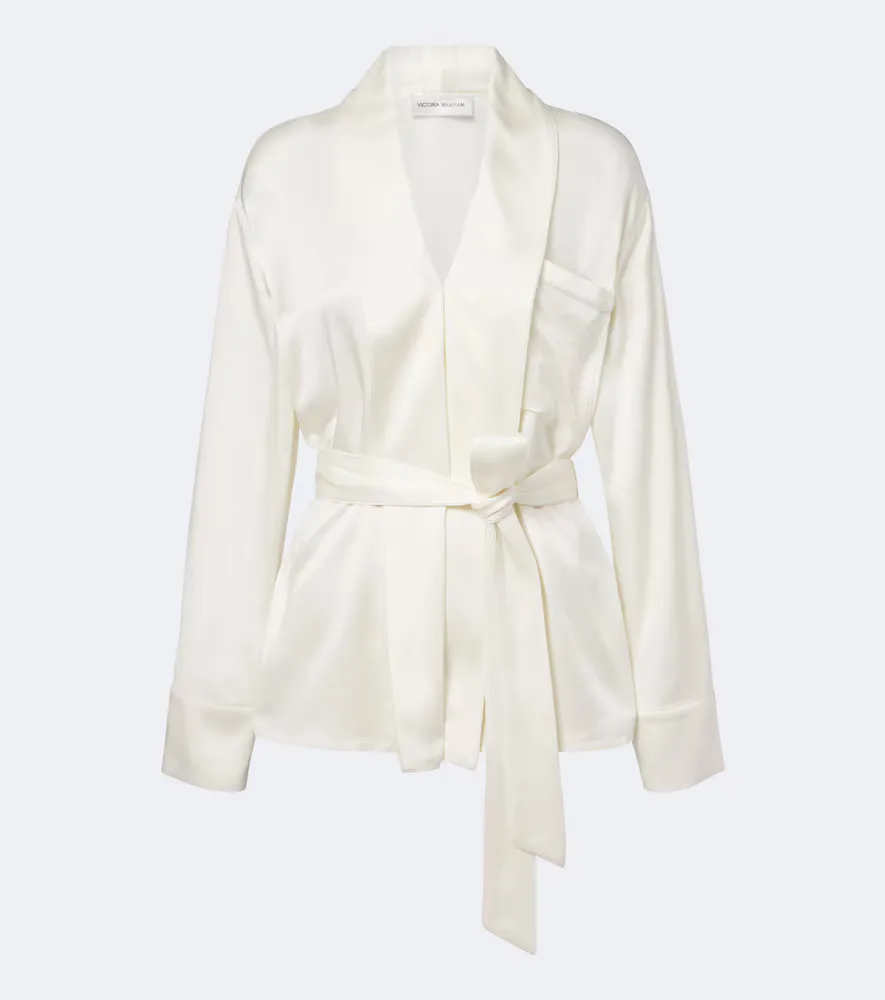 Alba Belted Satin Blouse by Victoria Beckham