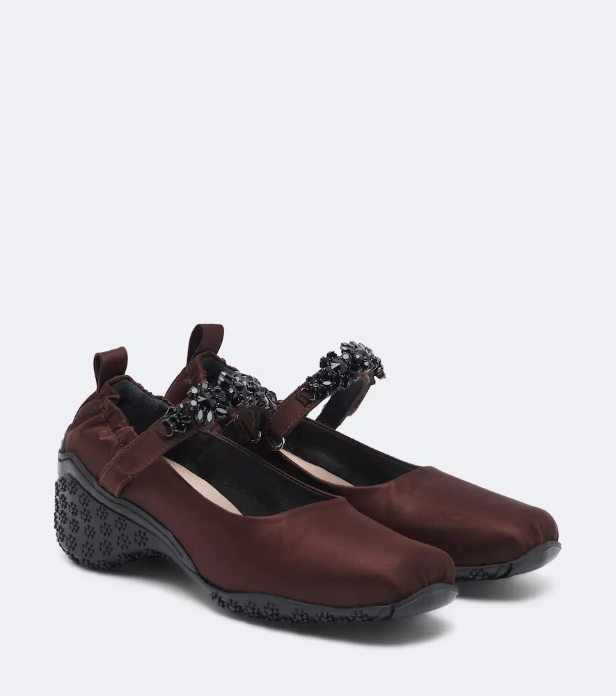 Turbo Embellished Satin Mary Jane Flats by Simone Rocha