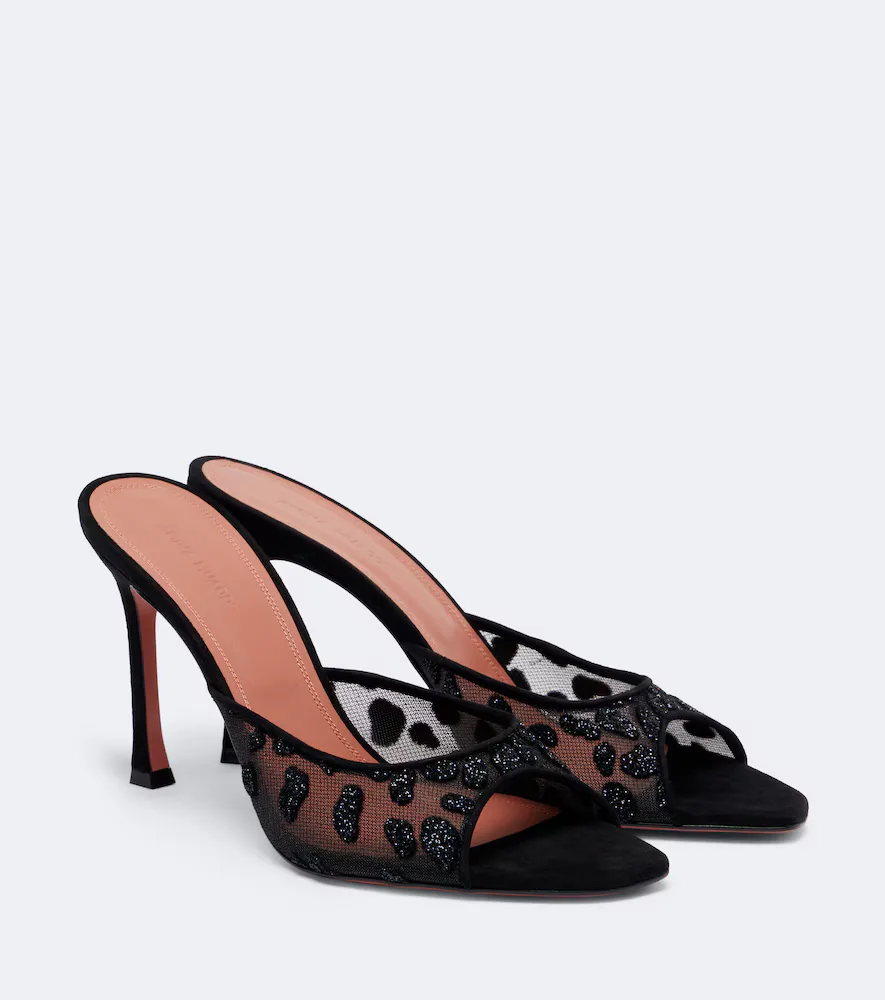 Alexa Embellished Mesh Mules by Amina Muaddi