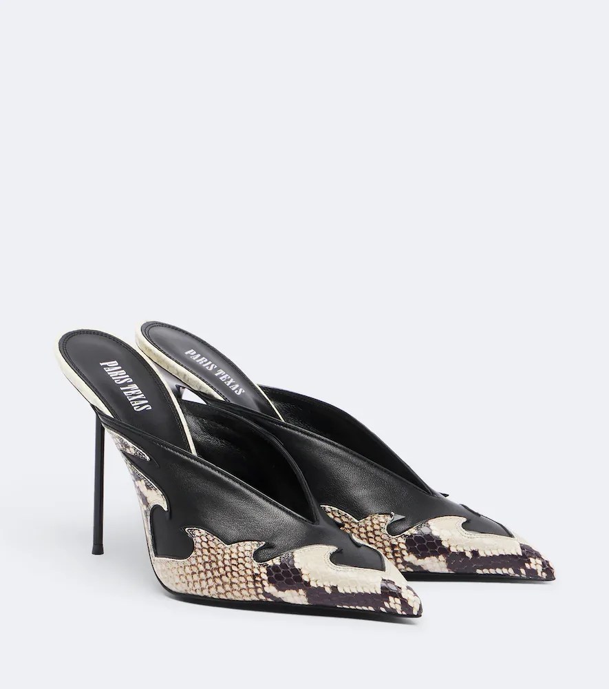 Lidia Queen of Hearts Leather Mules by Paris Texas