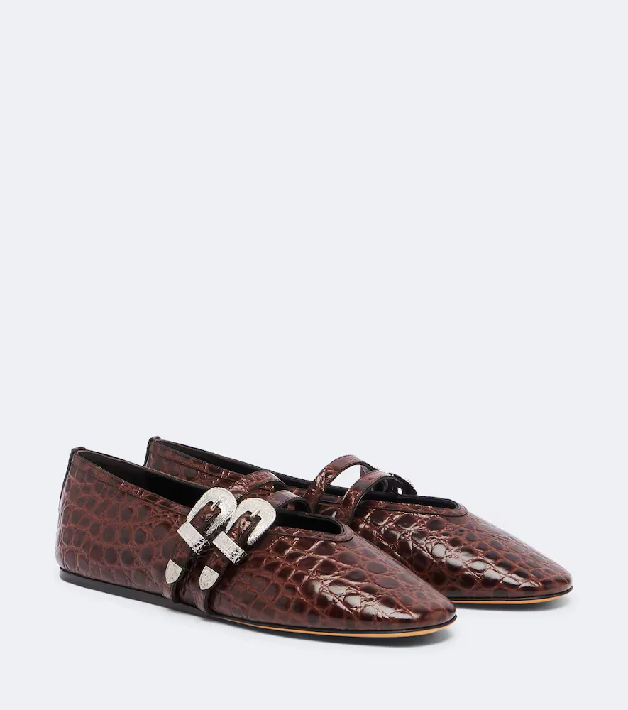 Claudia Croc-Effect Leather Ballet Flats by Le Monde Beryl