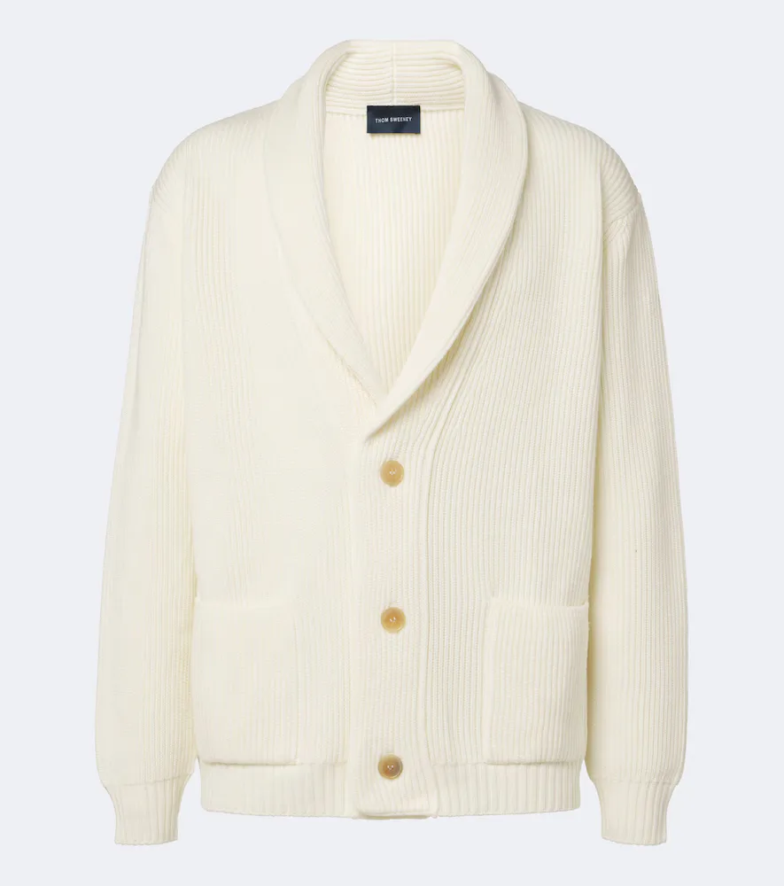 Ribbed-Knit Wool Cardigan by Thom Sweeney