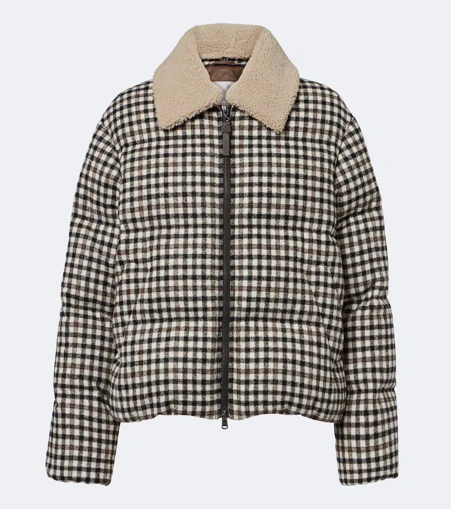 Checked Alpaca and Wool-Blend Down Jacket by Brunello Cucinelli
