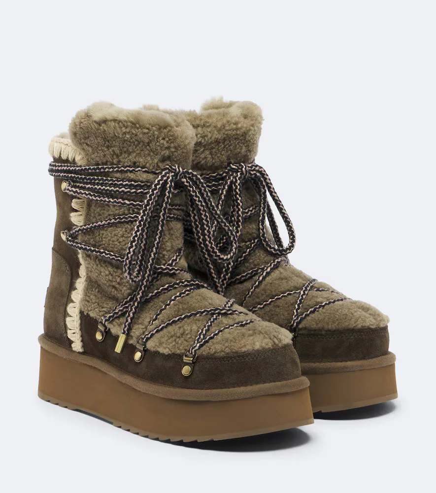 Shearling and Suede Ankle Boots by Mou