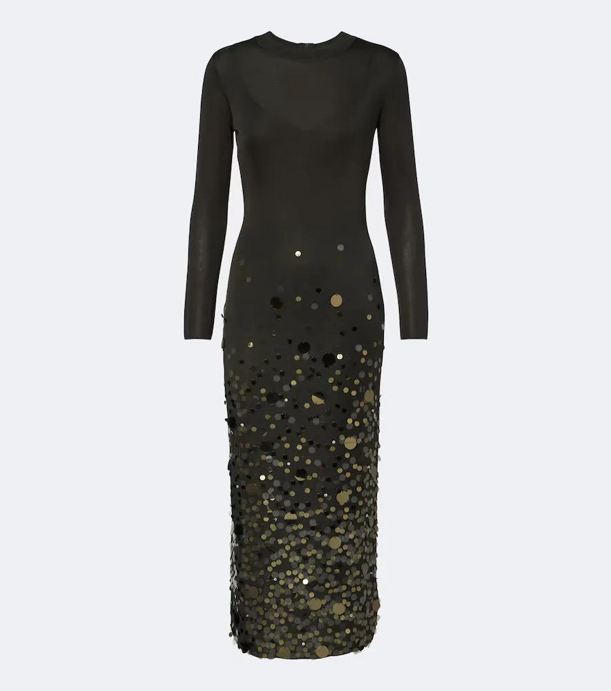 Sequined Knitted Midi Dress by Carolina Herrera