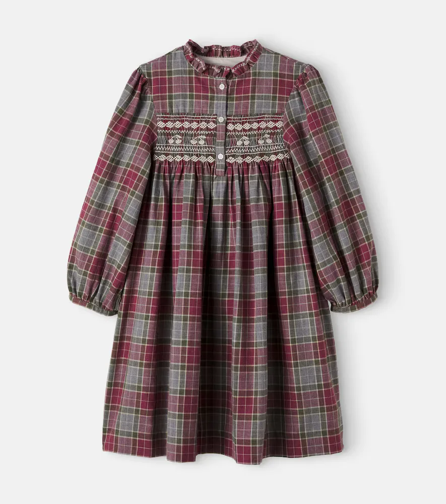Maddalina Checked Smocked Cotton Dress by Bonpoint