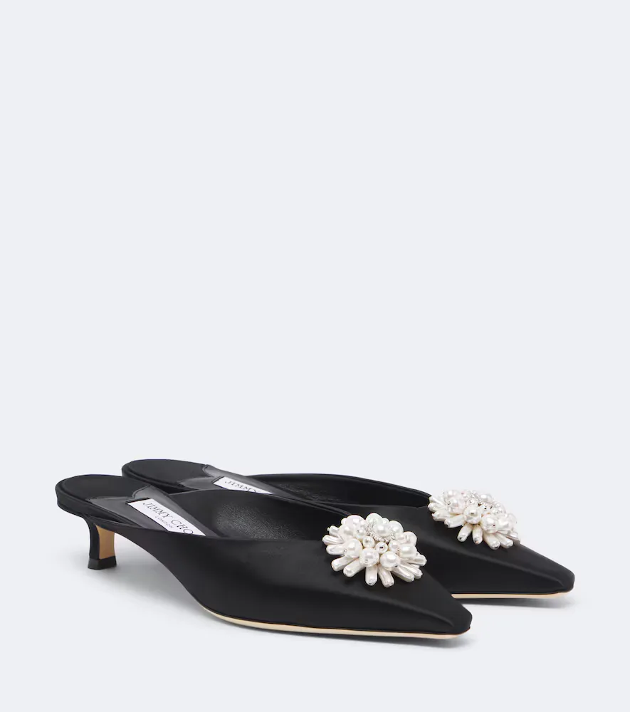 Ines Embellished Satin Mules by Jimmy Choo