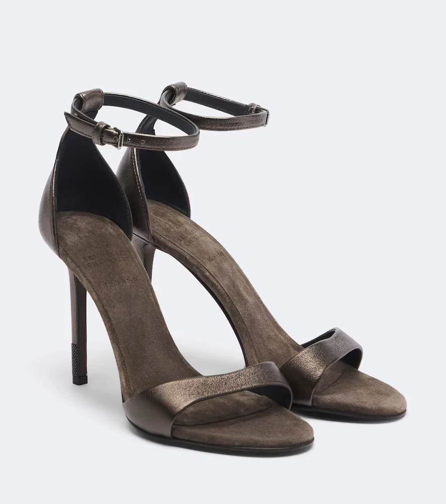 Monili Metallic Leather Sandals by Brunello Cucinelli