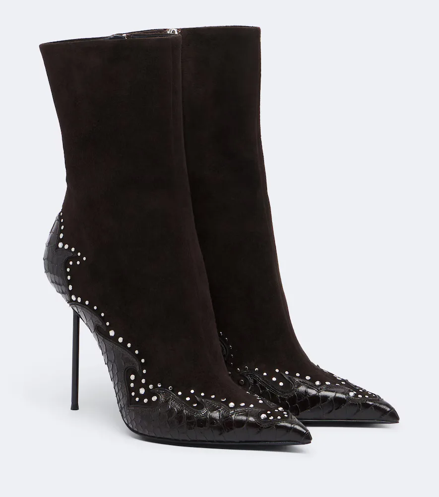 Lidia Queen of Hearts Leather Ankle Boots