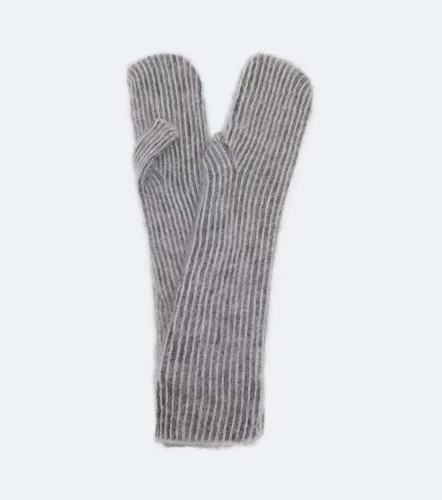 Striped Mohair and Wool-Blend Mittens by Brunello Cucinelli