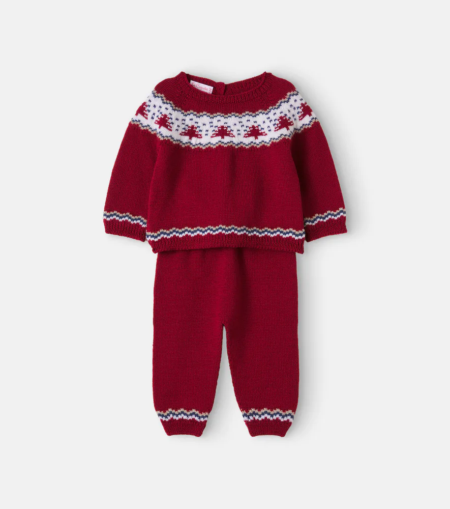 Baby Nieve Fair Isle Wool Sweater and Pants Set by La Coqueta