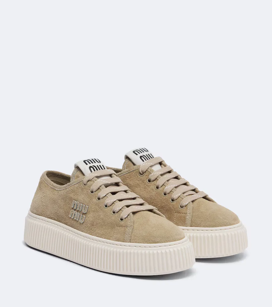 Suede Platform Sneakers by Miu Miu