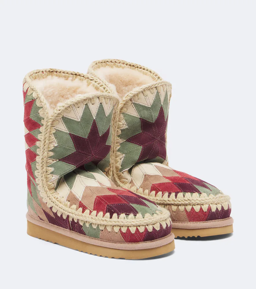 Shearling-Lined Suede Ankle Boots by Mou