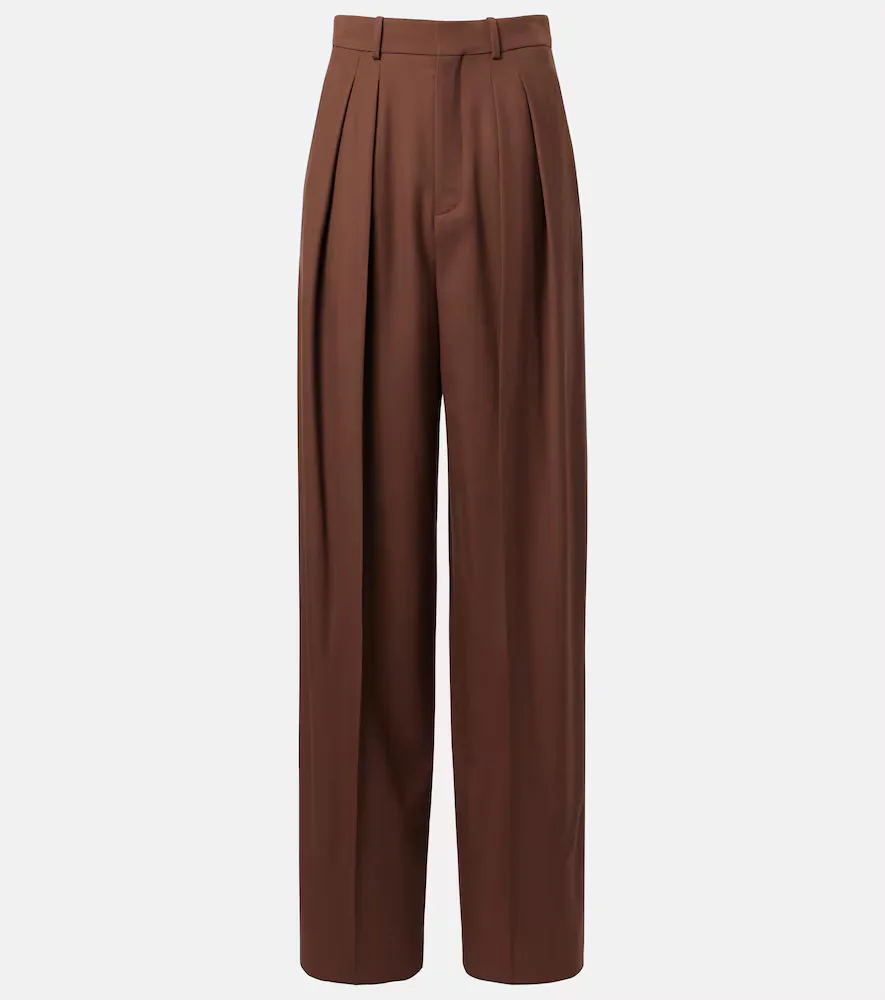 Pleated Wool Gabardine Wide-Leg Pants by Saint Laurent