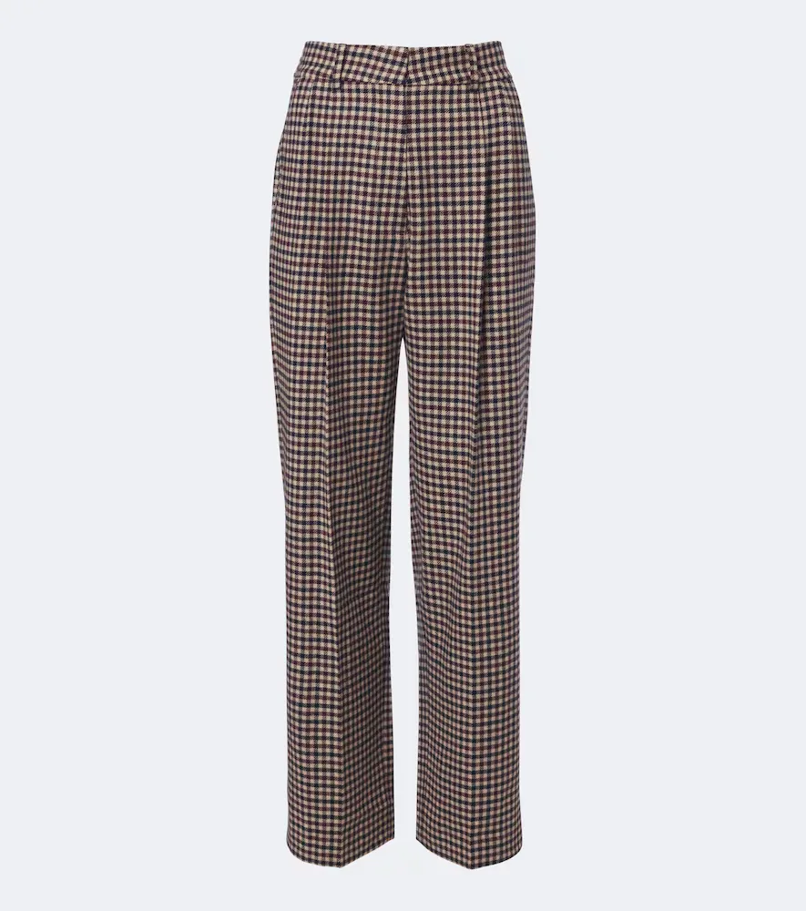 Fox Checked Wool and Cashmere Straight Pants by Blaze Milano
