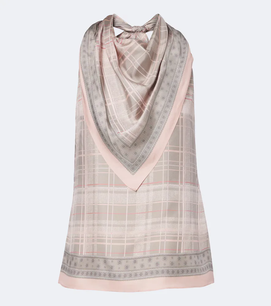 Checked Scarf-Detail Silk Top by Acne Studios