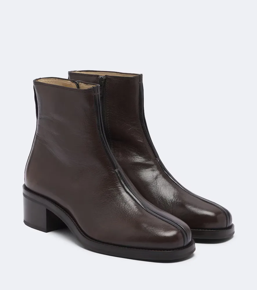Piped Leather Ankle Boots by Lemaire
