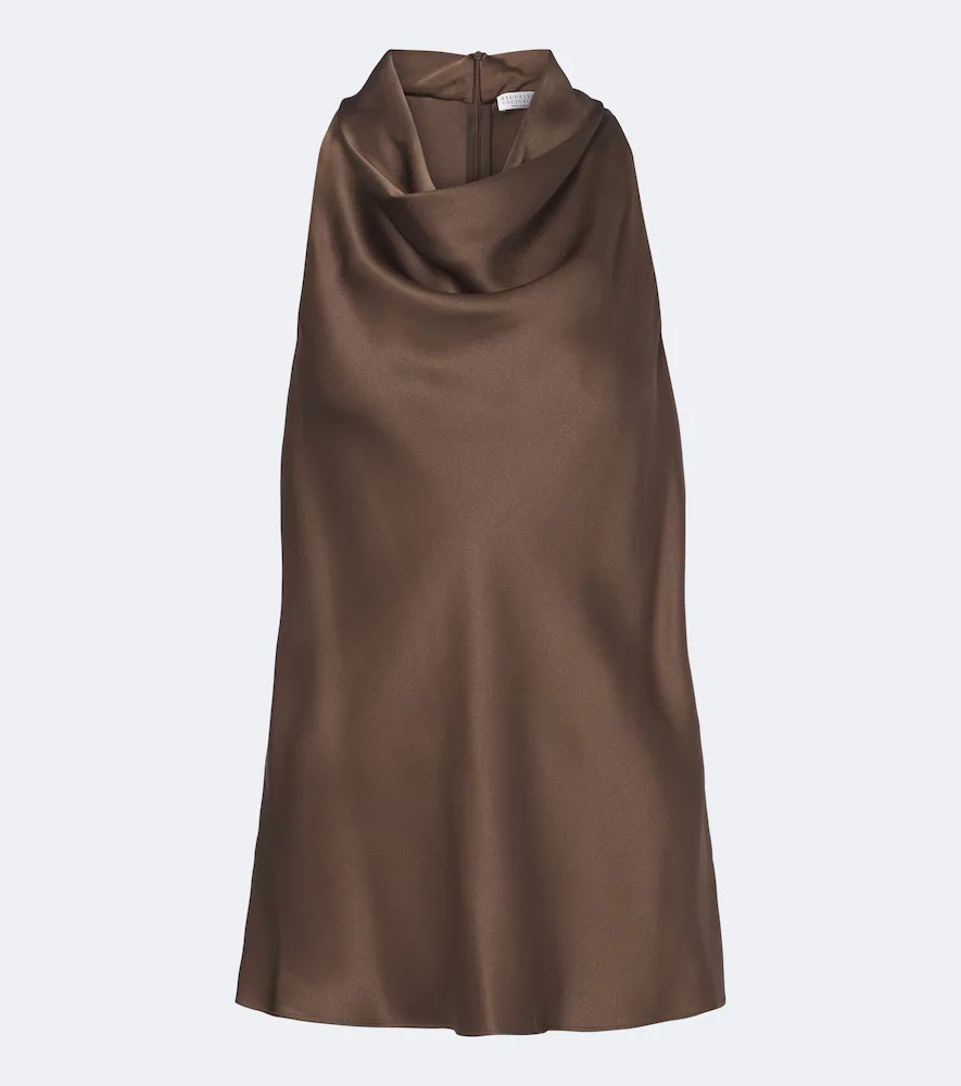 Draped Silk Top by Brunello Cucinelli