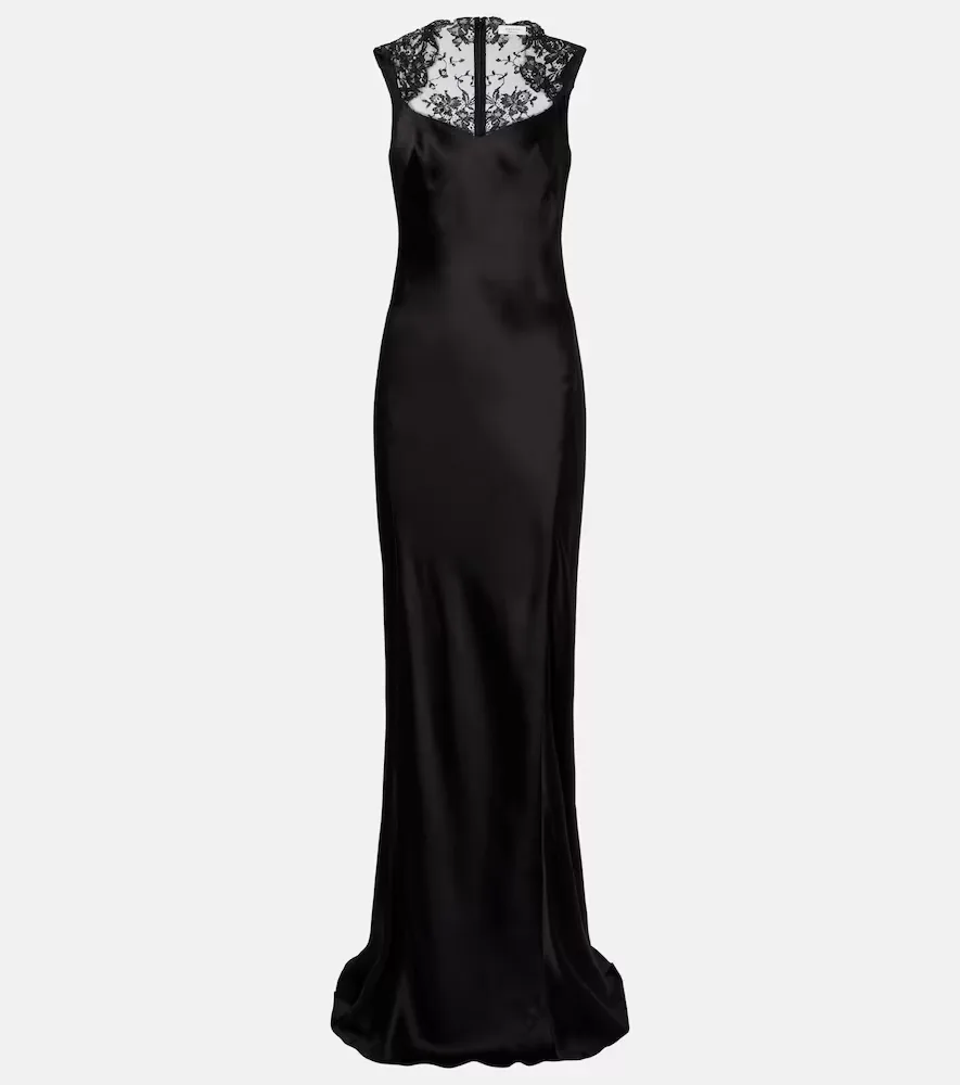 Lace-Trimmed Satin Gown by Mcqueen