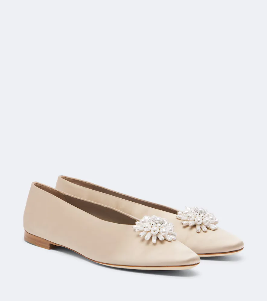 Ines Embellished Satin Ballet Flats by Jimmy Choo