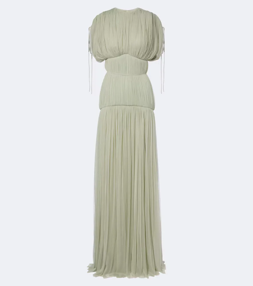 Nymera Pleated Tulle Corset Gown by De La Vali