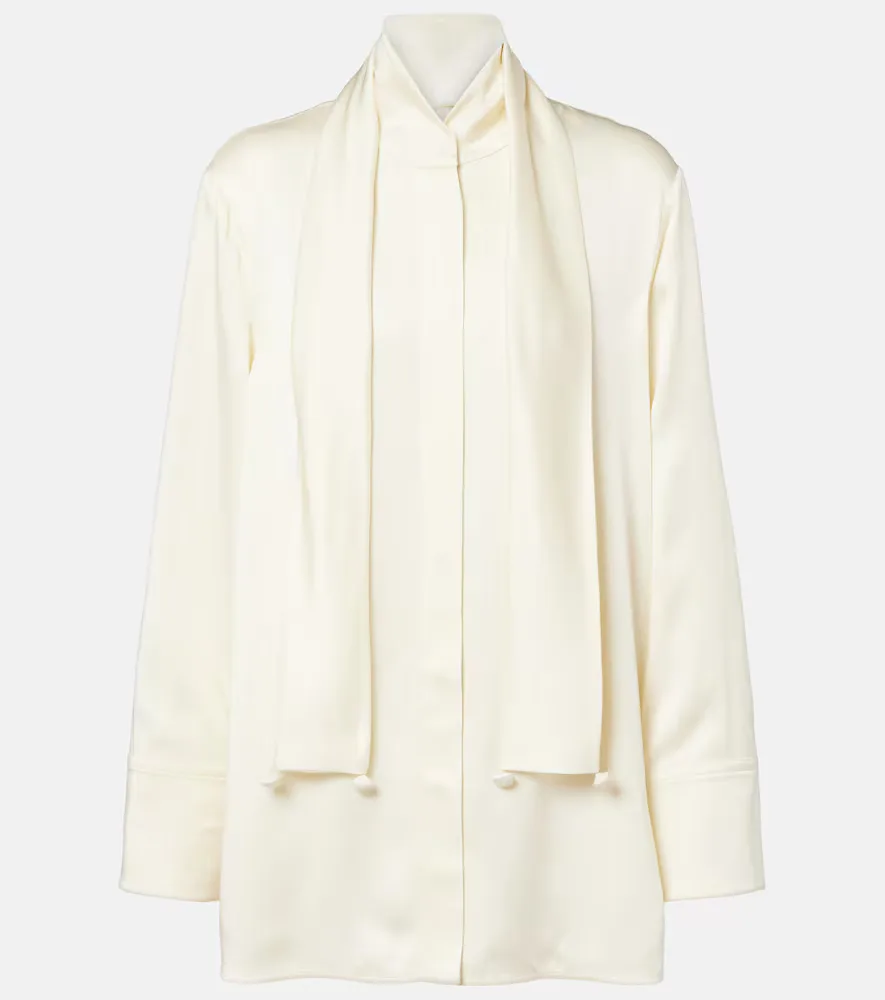 Scarf-Detail Satin Shirt by Jil Sander