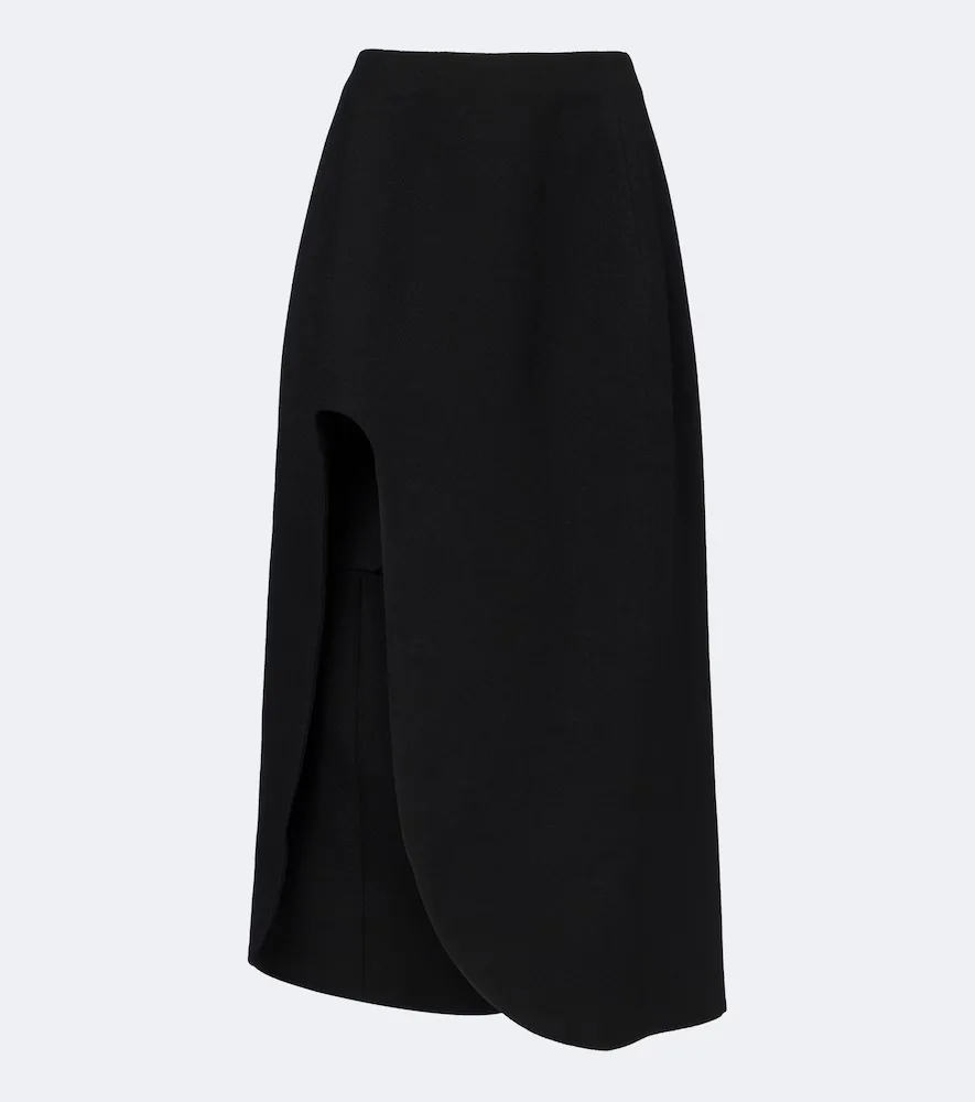 Asymmetric Virgin Wool Midi Skirt by Jil Sander