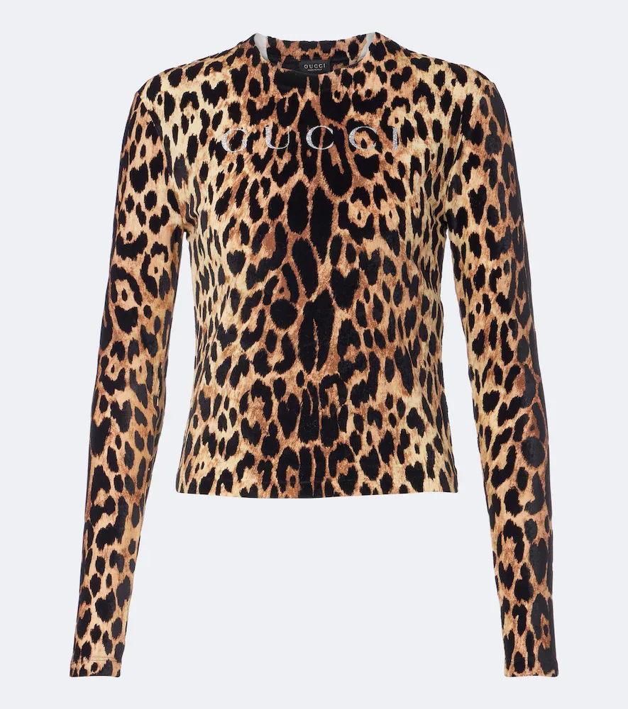 Logo Leopard-Print Cotton Jersey T-Shirt by Gucci