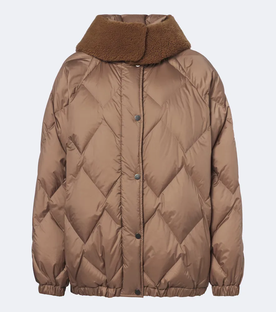 Shearling-Trimmed Quilted Down Jacket by Brunello Cucinelli