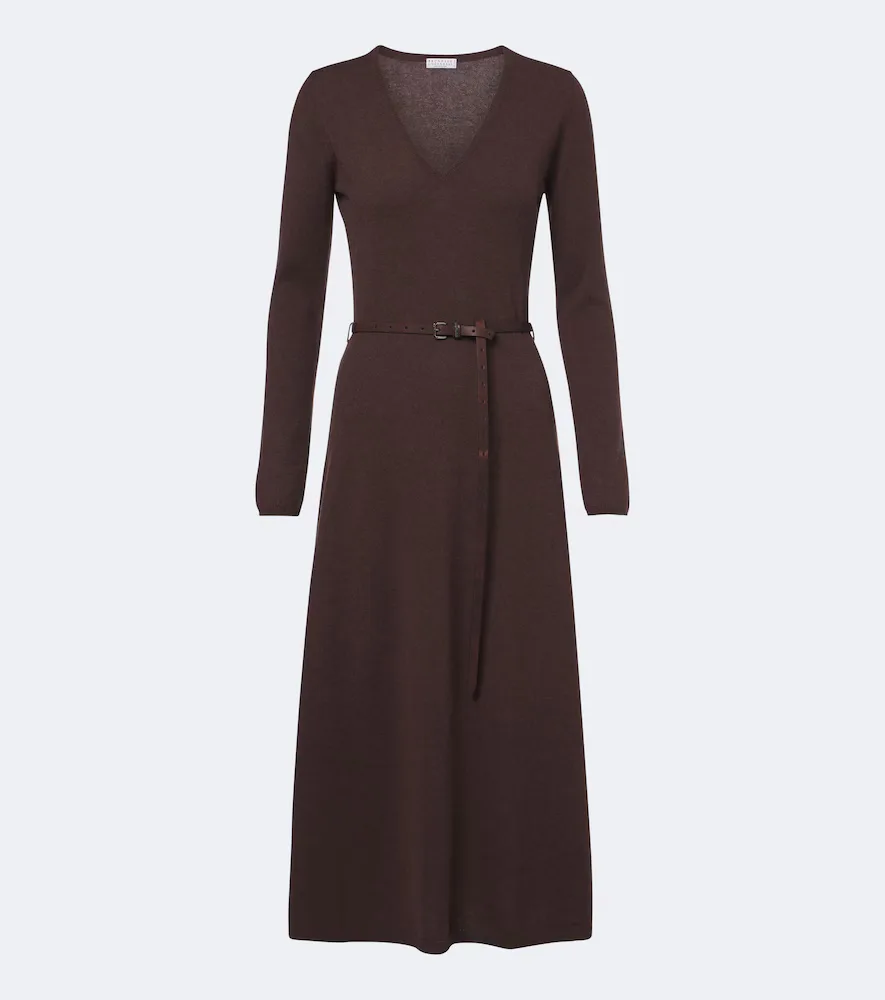 Monili Belted Cotton Midi Dress by Brunello Cucinelli