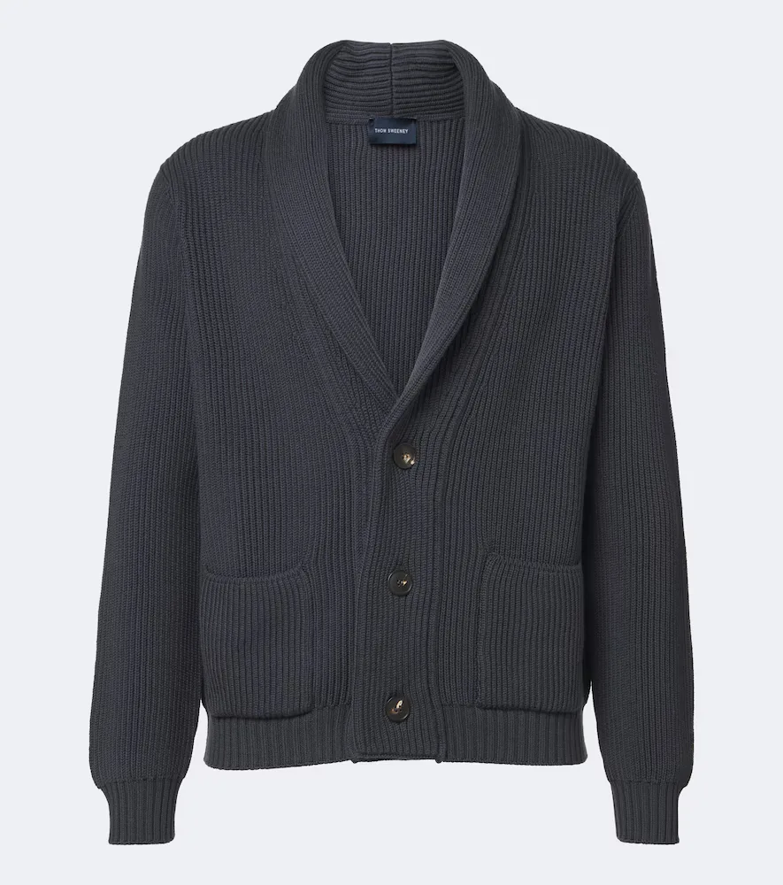 Ribbed-Knit Wool Cardigan